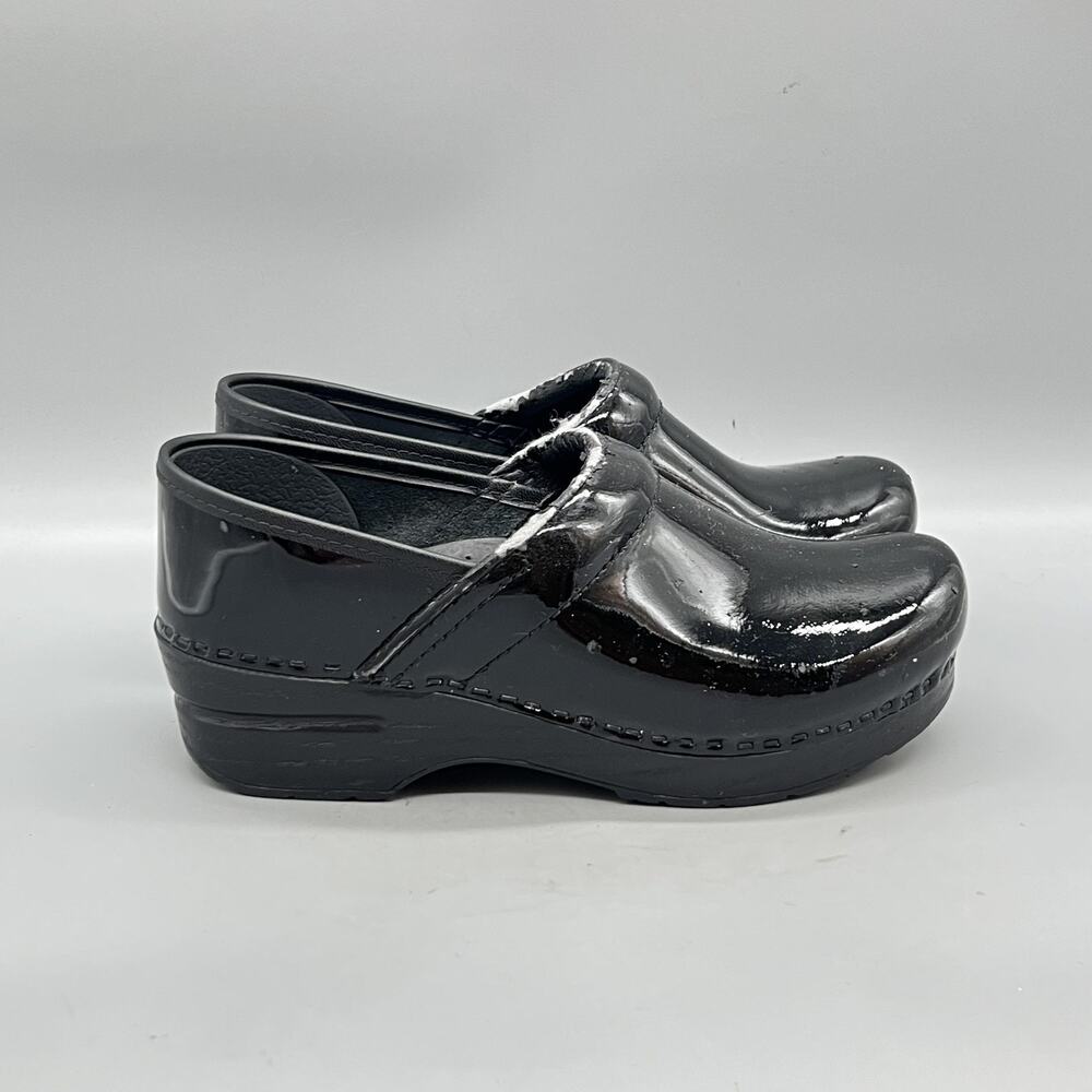 Dansko Shoes Womens 6.5 Black Patent‎ Leather Clogs Slip On Nursing Work Comfort